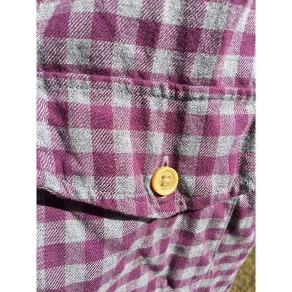 J.Crew Mens Flannel Button Down Shirt Workshirt Size Large Plaid Purple Fall - Picture 5 of 8